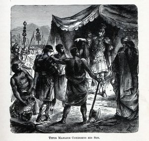 Titus Manlius fordømmer sin sønn, 1882 av Unbekannt