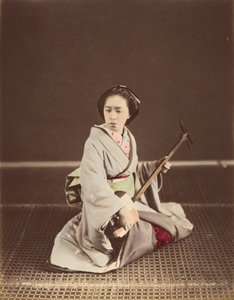 "Tokyo Geisha med Shamisen", 1870-tallet. av Unbekannt