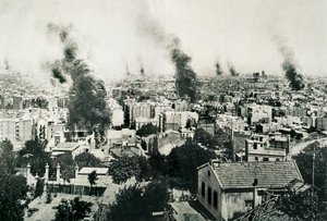 Tragisk uke 1909, klosterbrann. Bilde publisert i magasinet "La Actualidad". Barcelona, Spania av Unbekannt