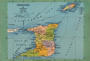 Kart over Trinidad og Tobago, ca 1940-tallet. av Unbekannt
