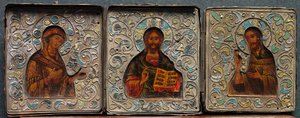 Triptyk med Kristus, jomfruen og evangelisten Johannes, 1800-tallet. av Unbekannt