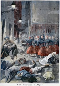 Tropper prøver å rydde gater under anti-jødiske opptøyer, Alger, Algerie, 1898 av Unbekannt