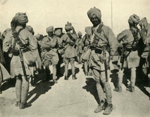 Tropper fra Sirhind-brigaden, Flandern, første verdenskrig, 1914, c1920. av Unbekannt