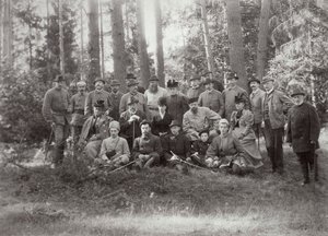 Tsar Alexander III med familie og venner på jakt i Bialowieza-skogen, Russland, 1894 av Unbekannt