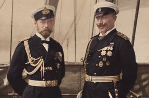 Tsar Nicholas II og Kaiser Wilhelm II i Björkö, 1905. av Unbekannt