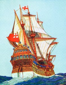 Tudorskip av typen brukt av kapere og oppdagere, 1400-1500-tallet av Unbekannt
