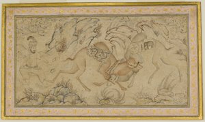 Two Camels Fighting, sent på 1500-tallet - begynnelsen av 1600-tallet. av Unbekannt