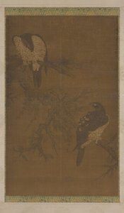 Two Hawks on a Withered Bough, Ming-dynastiet, 1500-tallet. av Unbekannt