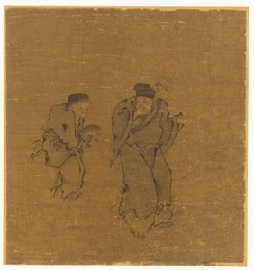 To mannsfigurer med padde, Ming- eller Qing-dynastiet, 1600-tallet. av Unbekannt