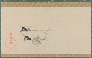 To kopper dekorert med henholdsvis furu og plomme, Edo-tid, trolig 1800-tallet. av Unbekannt