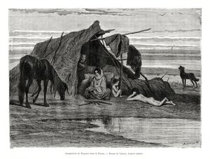 Tziganes camping i Puszta, 1886 av Unbekannt