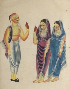 Vaishnava Devotee med to kvinner, 1800-tallet. av Unbekannt