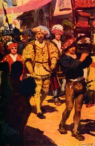 Vasco Da Gama på besøk til kongen av Calicut, 1498 c1912 av Unbekannt