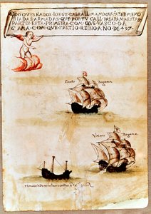 Vasco da Gamas flåte til sjøs, 1497 av Unbekannt
