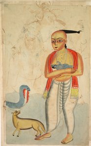 Vasudeva Krishnas far på flukt med Krishna møter en kobra og en sjakal, 1800-tallet. av Unbekannt