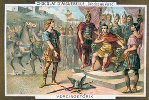 Vercingetorix overgir seg til Julius Caesar, c46 f.Kr., 1800-tallet av Unbekannt