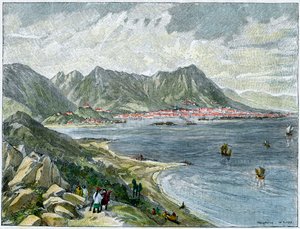 Victoria, Hong Kong, fra det kinesiske fastlandet, c1890 av Unbekannt