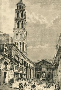 Utsikt i Spalatro, Viser Campanile og Peristyle of the Palace of Diocletian, 1890. av Unbekannt