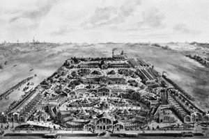Utsikt over den all-russiske utstillingen fra 1882 Khodynka, Moskva, 1882 av Unbekannt