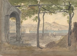 Utsikt over Napolibukten med Vesuv, tidlig på 1800-tallet. av Unbekannt