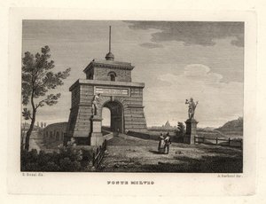 Utsikt over Milvian (eller Mulvian) Bridge, Ponte Milvio, Roma av Unbekannt