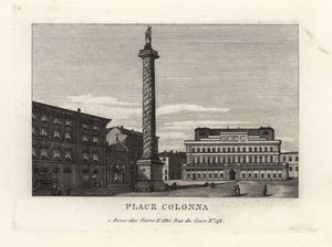 Ansicht der Piazza Colonna mit der Säule des Marcus Aurelius, Rom von Unbekannt