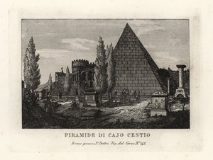 Utsikt over Cestius-pyramiden, Piramide di Caio Cestio, Roma av Unbekannt