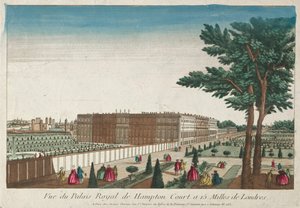 Utsikt over det kongelige palasset i Hampton Court, 1700-tallet. av Unbekannt