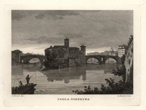 Utsikt over Tiberøya, Isola Tiberina, Roma av Unbekannt