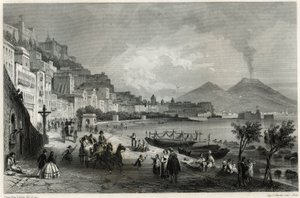 Utsikt over havnen og byen Napoli på 1800-tallet, i boken om Middelhavet av Louis Enault (1824-1900), fransk journalist og reisende. av Unbekannt