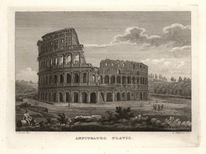 Utsikt over ruinene av det flaviske amfiteateret, Anfiteatro Flavio, Roma av Unbekannt