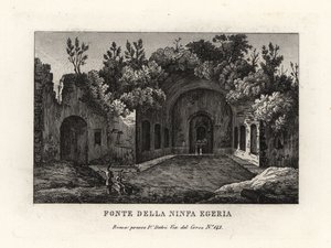 Utsikt over våren til nymfen Egeria, Egeria nympheum, Ninfeo d