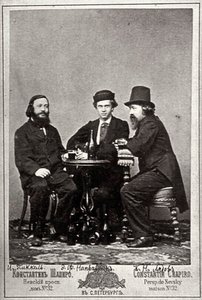 Fiolinist Johann Pickel med komponistene Eduard Nápravník og Anatoly Lyadov, 1800-tallet av Unbekannt