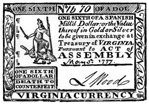 Virginia papirpenger, 1777 c1880 av Unbekannt