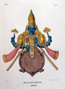 Vishnu, en av gudene til den hinduistiske treenigheten trimurti, 1828 av Unbekannt