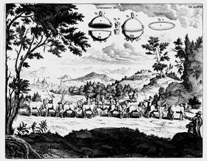 Von Guerickes demonstrasjon av styrken til lufttrykket, 1672 av Unbekannt