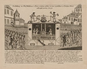 Presentasjon av hodemaskinen i Paris, 1792. av Unbekannt