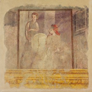 Fragment av veggmaleri fra nordveggen til rom H i villaen til P. Fannius..., ca. 50-40 f.Kr. av Unbekannt