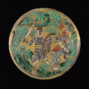 Warrior som kjemper mot en drage, ca. 1170-1180. av Unbekannt