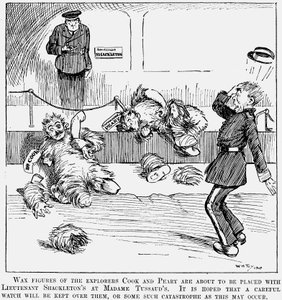 Voksmodeller av Peary og Cook, polfarere, ved Madame Tussauds, London, 1909 av Unbekannt