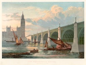 Westminster Bridge, London, sett fra sørbredden av Themsen, 1858 av Unbekannt