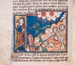 Når han står opp for å få jorden til å skjelve... Miniatyr fra: Apocalypse de saint Jean, ca 1320. av Unbekannt