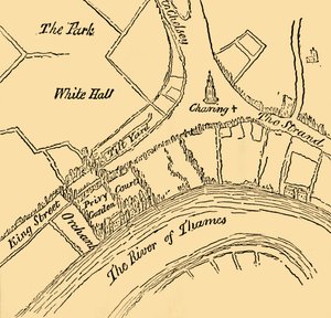 Whitehall under Henry VIIIs regjeringstid, 1881. av Unbekannt