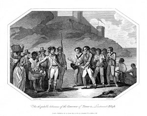William Bligh, britisk sjøoffiser mottatt av guvernøren i Timor, 14. juni 1789 1802 av Unbekannt