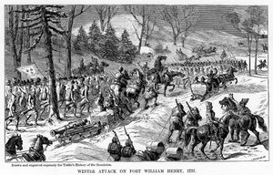 Vinterangrep på Fort William Henry, New York State, 1757, c1877 av Unbekannt