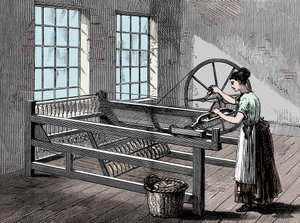 Kvinne som bruker en spinning Jenny, c1880 av Unbekannt