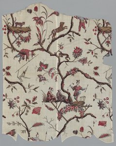 Treblokktrykte tekstilfragmenter, ca. 1785. av Unbekannt
