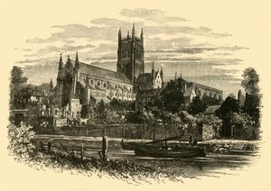 Worcester katedral, fra elven, 1898. av Unbekannt