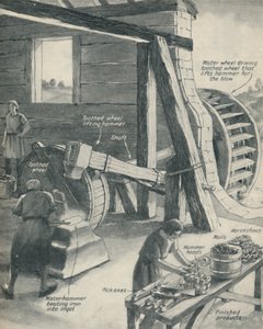 Arbeid i et jernstøperi og smedje i middelalderen, c1934 av Unbekannt