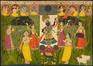 Tilbedelse av Shri Nathji, ca. 1700. av Unbekannt